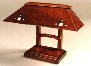 A mahogany desk lamp